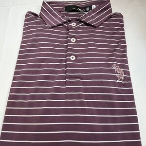 RLX Ralph Lauren Performance L Golf Polo Shirt Striped Purple Athletic Golfing